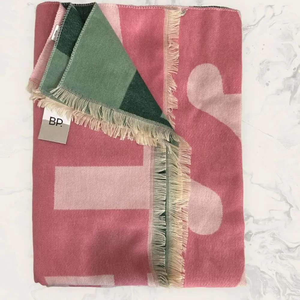 NWT BP. Bundle Blanket Scarf Wrap Word Play Pastel Green/Pink /Oversize/Love quo